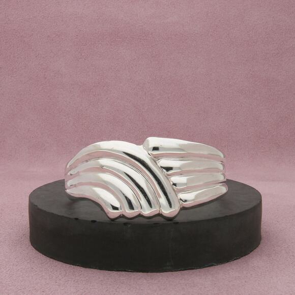 taxco mexico sterling silver vitage ribbed cuff bracelet size 6.5in - Picture 1 of 3